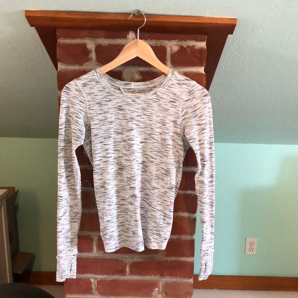 Lululemon Heathered Light Grey Open Tie Back Shirt
